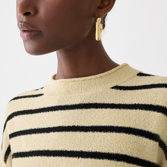 J.Crew Cropped bouclé Rollneck sweater in stripe L - Picture 3 of 3
